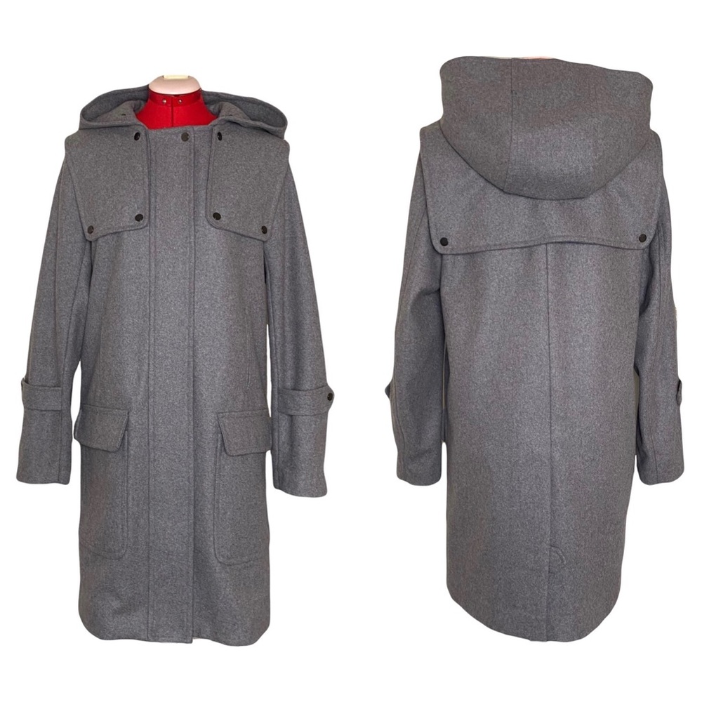 ALC Wool 3/4 Length Hood Gray Coat Detachable Shoulder Cape